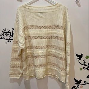 Zara Oversized Lace Patterned White Sweater